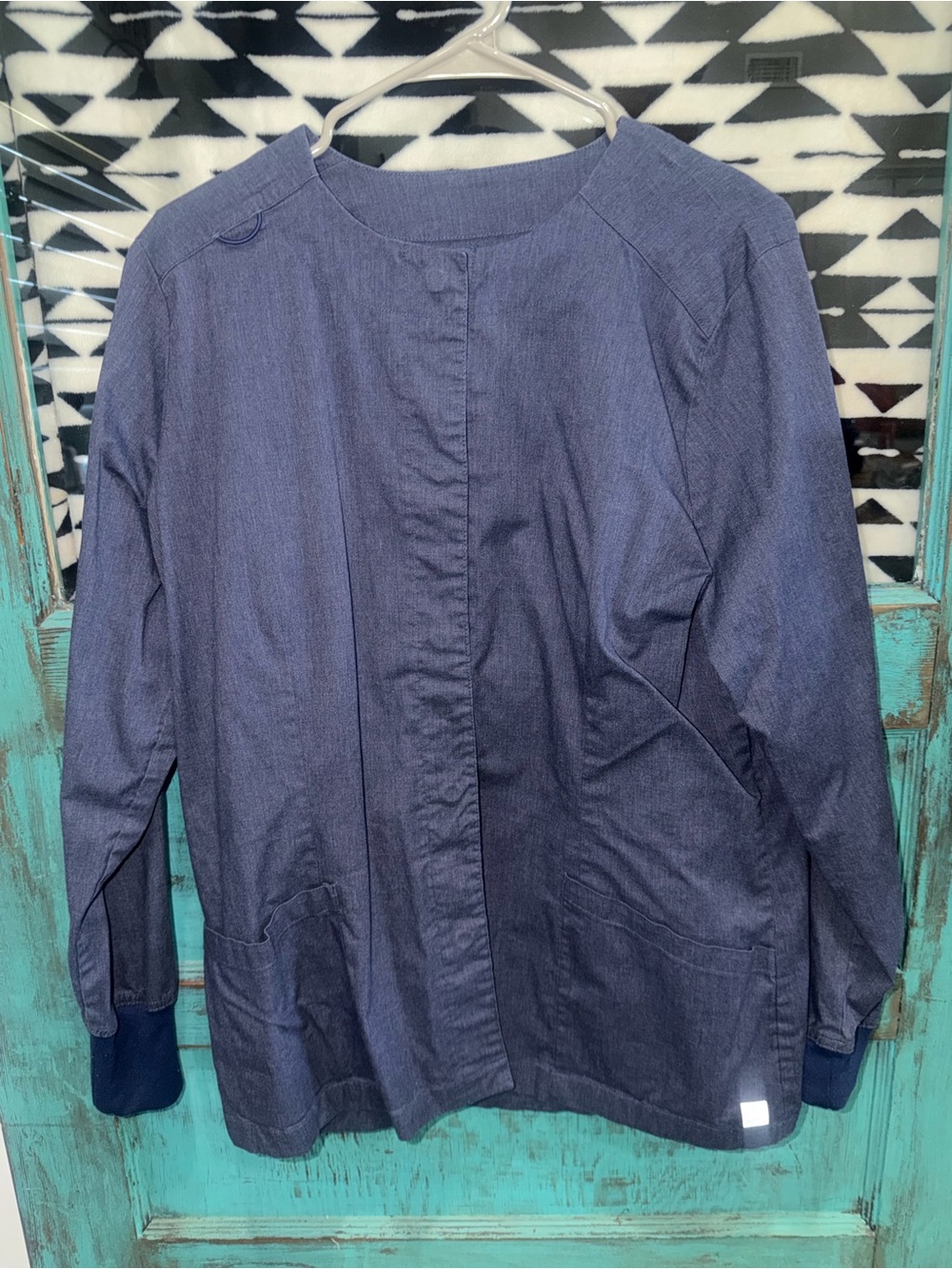 Lightweight heather denim scrub jacket
